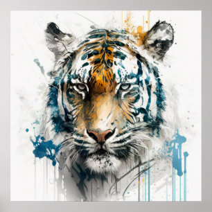 Tiger Porträtt Animal Painting Wildlife utomhus Poster