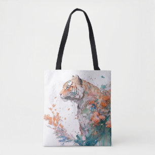 Tiger Porträtt Animal Painting Wildlife utomhus Tygkasse