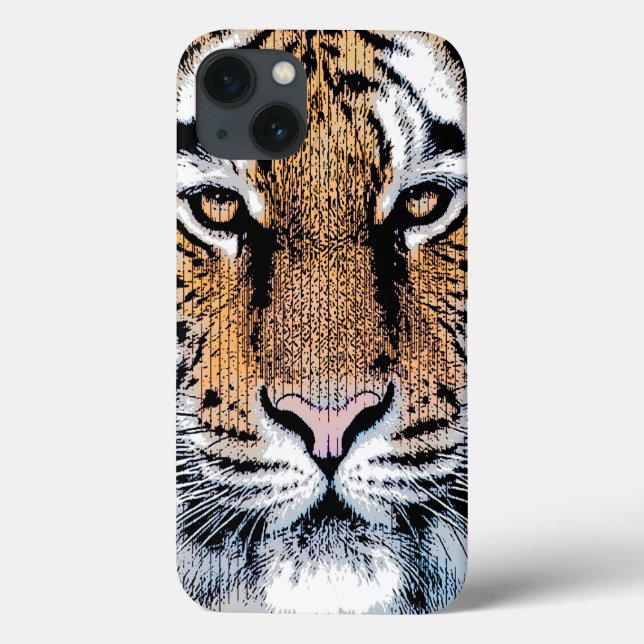 Tiger Porträtt i Graphic Press Stil (Baksida)