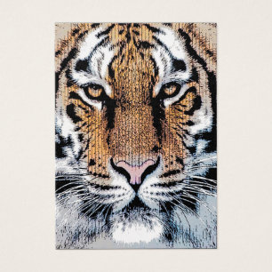 Tiger Porträtt i Graphic Press Stil Visitkort