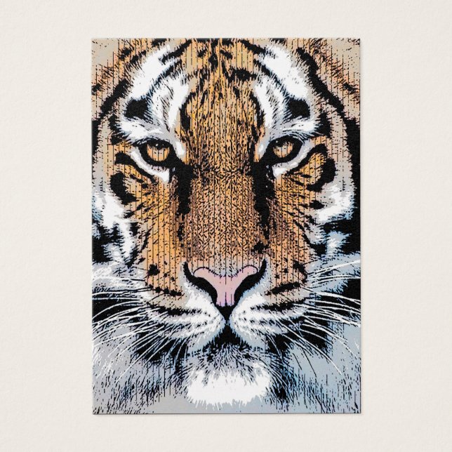 Tiger Porträtt i Graphic Press Stil Visitkort (Framsidan)