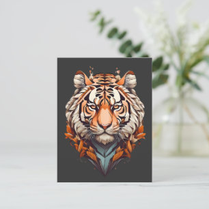 Tiger porträtt, minsta konstruktiva orange färg vykort