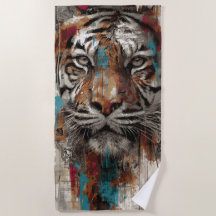 Tiger Porträtt Street Art Illustration