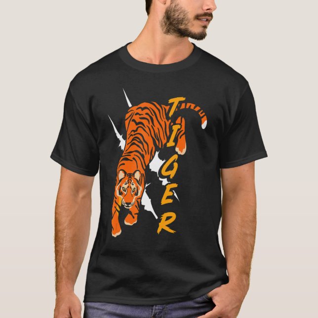 Tiger Predator Wildlife Wilderness Big Cat Safari T Shirt (Framsida)