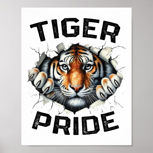 Tiger Pride Retro Tiger School Sports Team Poster (Framsidan)