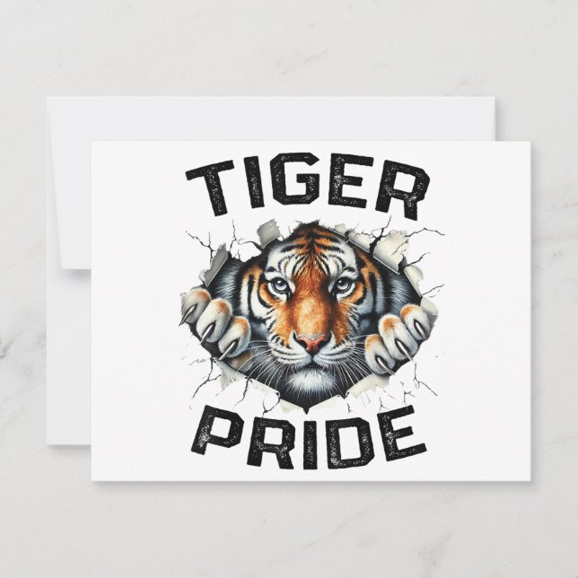 Tiger Pride Retro Tiger School Sports Team Tack Kort (Framsida)