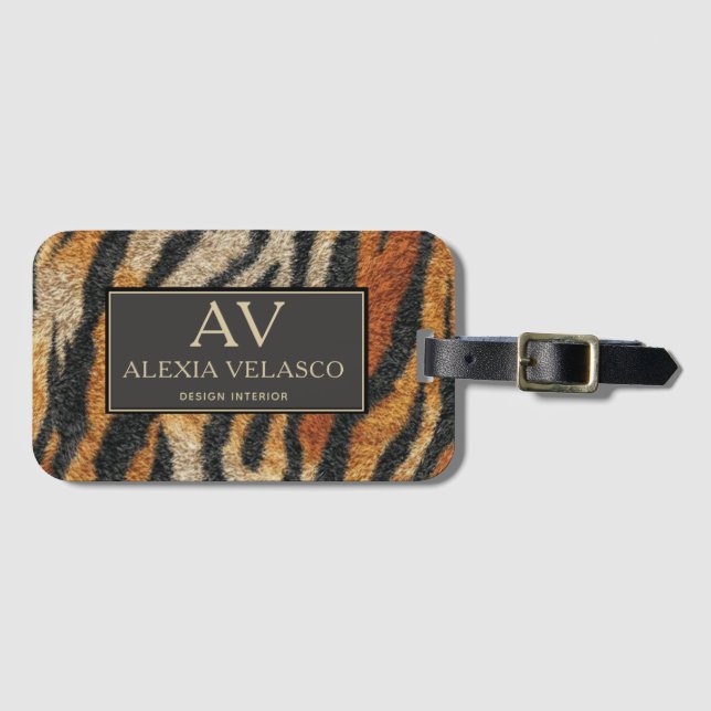 Tiger Print  Elegant Wildlife Luxury Bagagebricka (Framsida horisontal)