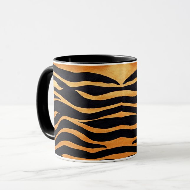 Tiger Print Golden and Black Mugg (Framsida vänster)