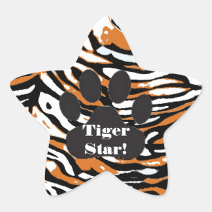Tiger Print och Tass-Star Student Stjärnformat Klistermärke
