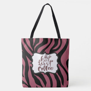 Tiger Print Red Maroon Tote Coffee Älskare Tygkasse