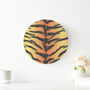 Tiger Print, Tiger Rand, Animal Print, Jungle Stor Klocka