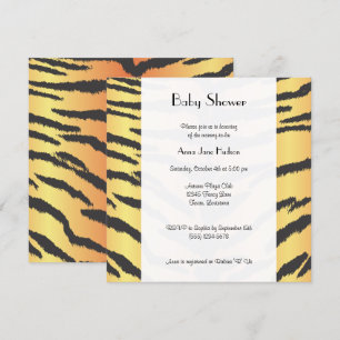 Tiger Print, Tiger Rand, Jungle, Baby Shower Inbjudningar