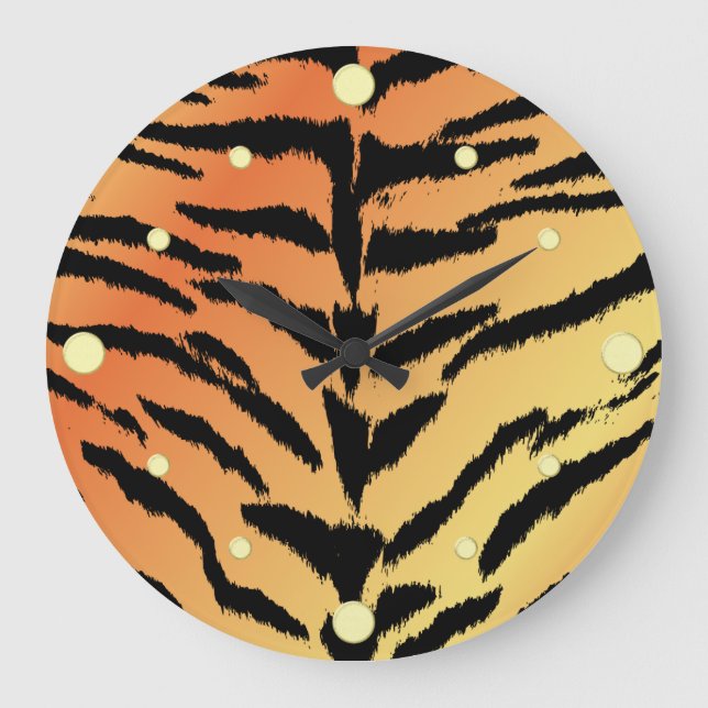 Tiger Print Wall Clock Stor Klocka (Framsida)