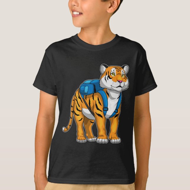 Tiger Pupil Backpack School T Shirt (Framsida)