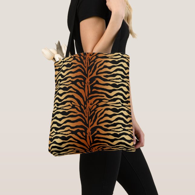 Tiger Rand Animal Print, Amber, Black and Tan Tygkasse (Närbild)