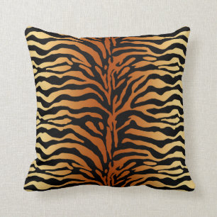 Tiger Rand Animal Print, Amber, Black och Tan Kudde