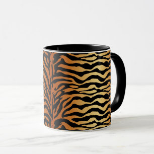 Tiger Rand Animal Print, Amber, Black och Tan Mugg