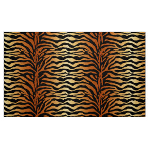 Tiger Rand Animal Print, Amber, Black och Tan Tyg