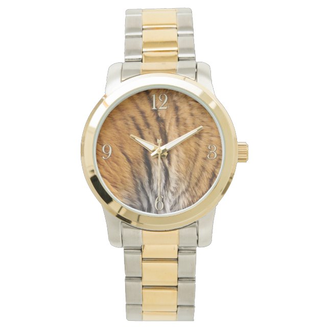 Tiger Rand Big Cat India Wildlife Faux Päls Armbandsur (Framsida)