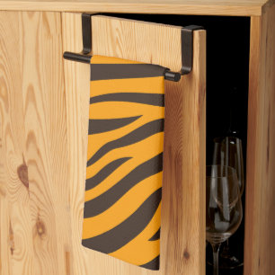 Tiger Rand Black Orange Vild Djurskinn mönster Kökshandduk