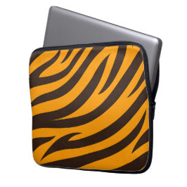 Tiger Rand Black Orange Vild Djurskinn mönster Laptop Fodral