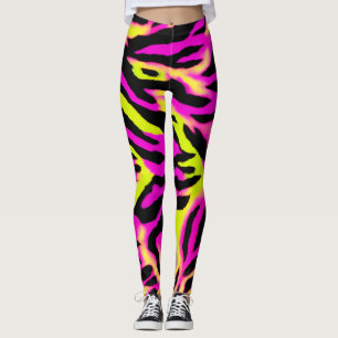 Tiger Rand Black Orange Vild Djurskinn mönster Leggings