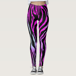 Tiger Rand Black Rosa Vild Djurhud mönster Leggings