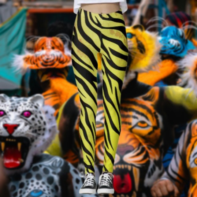 Tiger Rand Gult Leggings - Utskrift på fetstil på  (Skapare uppladdad)