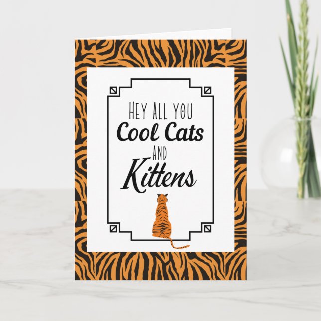 Tiger Rand Hej på er Coola Cats och Kittens Helgkort (Framsida)