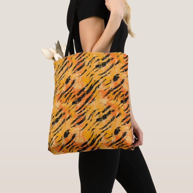 Tiger Rand Orange Mönster Tygkasse (Närbild)