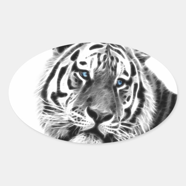 Tiger Rand Ovalt Klistermärke (Framsida)
