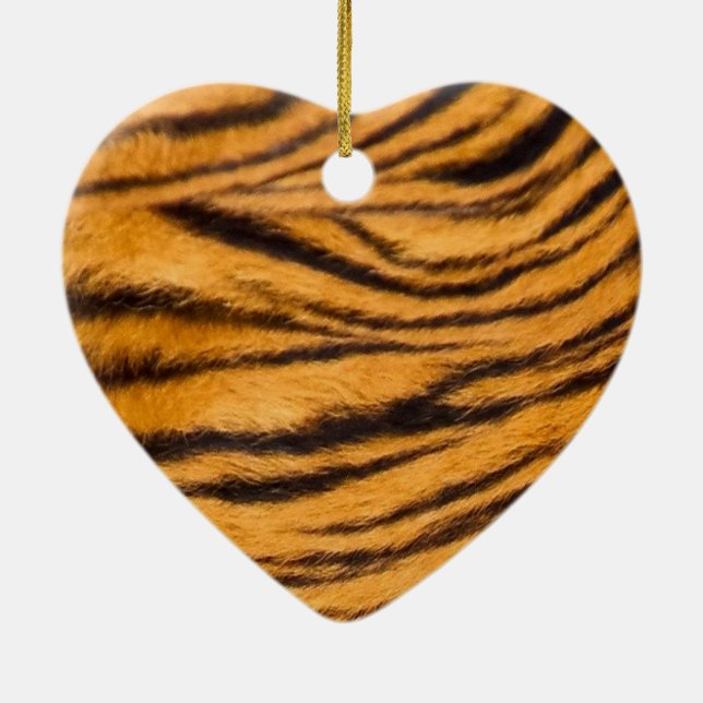 Tiger Rand Päls Black och Orange Anpassa det Julgransprydnad Keramik (Baksidan)