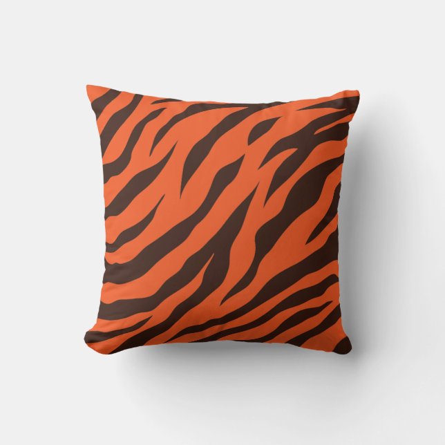 Tiger Rand Pillow - Dekorativ kudde för djurtryck (Framsida)