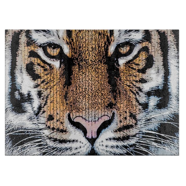 Tiger rand Porträtt i Graphic Press Stil (Framsidan)