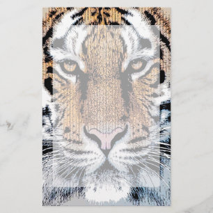 Tiger rand Porträtt i Graphic Press Stil Brevpapper