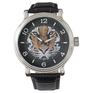 Tiger rand Porträtt i Graphic Press Stil Dial Armbandsur