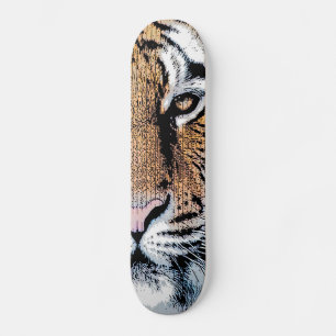 Tiger rand Porträtt i Graphic Press Stil Old School Skateboard Bräda 21,6 Cm
