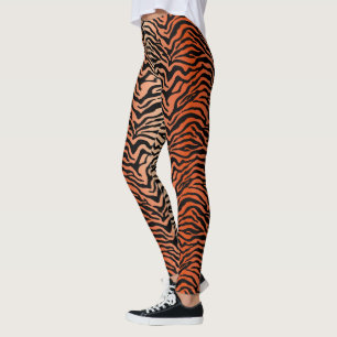 Tiger rand skriver ut skript leggings