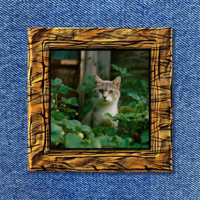 Tiger Randig Foto Ram Knapp (Tiger Stripes Photo Frame Button)