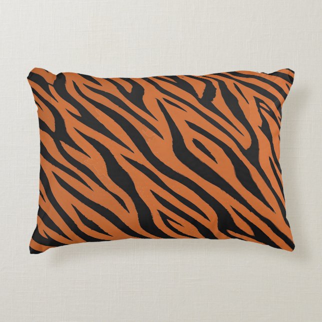 Tiger Randig Pälsmönster Prydnadskudde (Framsidan)