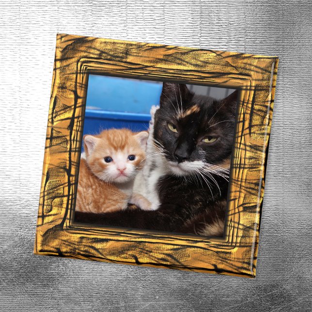 Tiger Randiga Fotoborder Magnet (Create Your Own Family Cat Photo Magnet)