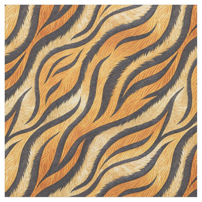Tiger Randigt Mönster - Exotiskt Djurtryck Design Tyg (Närbild)