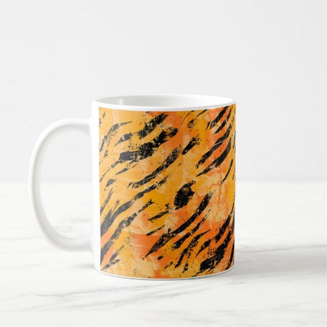 Tiger Randigt Orange Mönster Kaffemugg (Vänster)