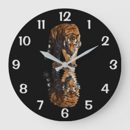 Tiger reflektion stor klocka