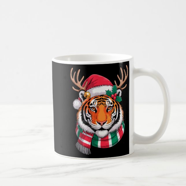 Tiger Reindeer Christmas Santa Hat Tiger Xmas  Kaffemugg (Höger)