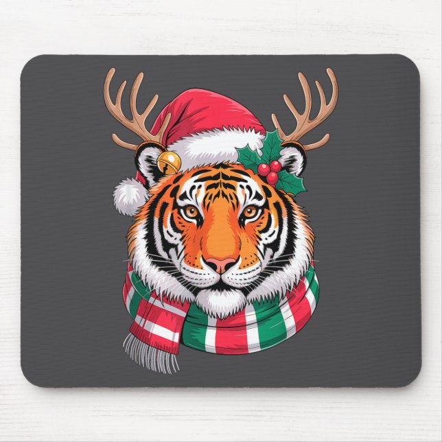 Tiger Reindeer Christmas Santa Hat Tiger Xmas  Musmatta (Framsidan)