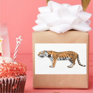 Tiger Rektangulärt Klistermärke