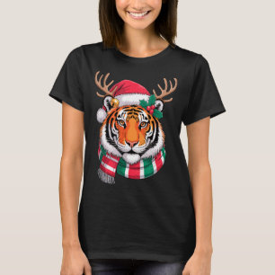 Tiger Ren Jul Santa Hatt Tiger Xmas T Shirt