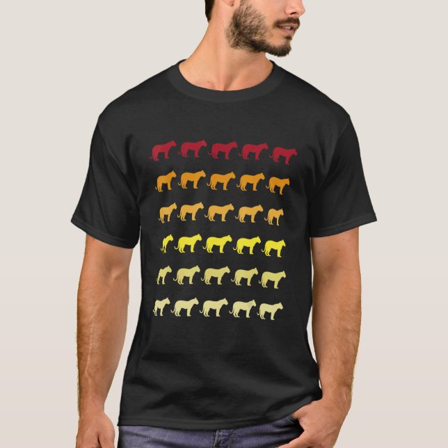 Tiger Retro Animal Mönster T Shirt (Framsida)