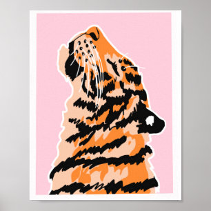 Tiger Rizz på Rosa Background Poster